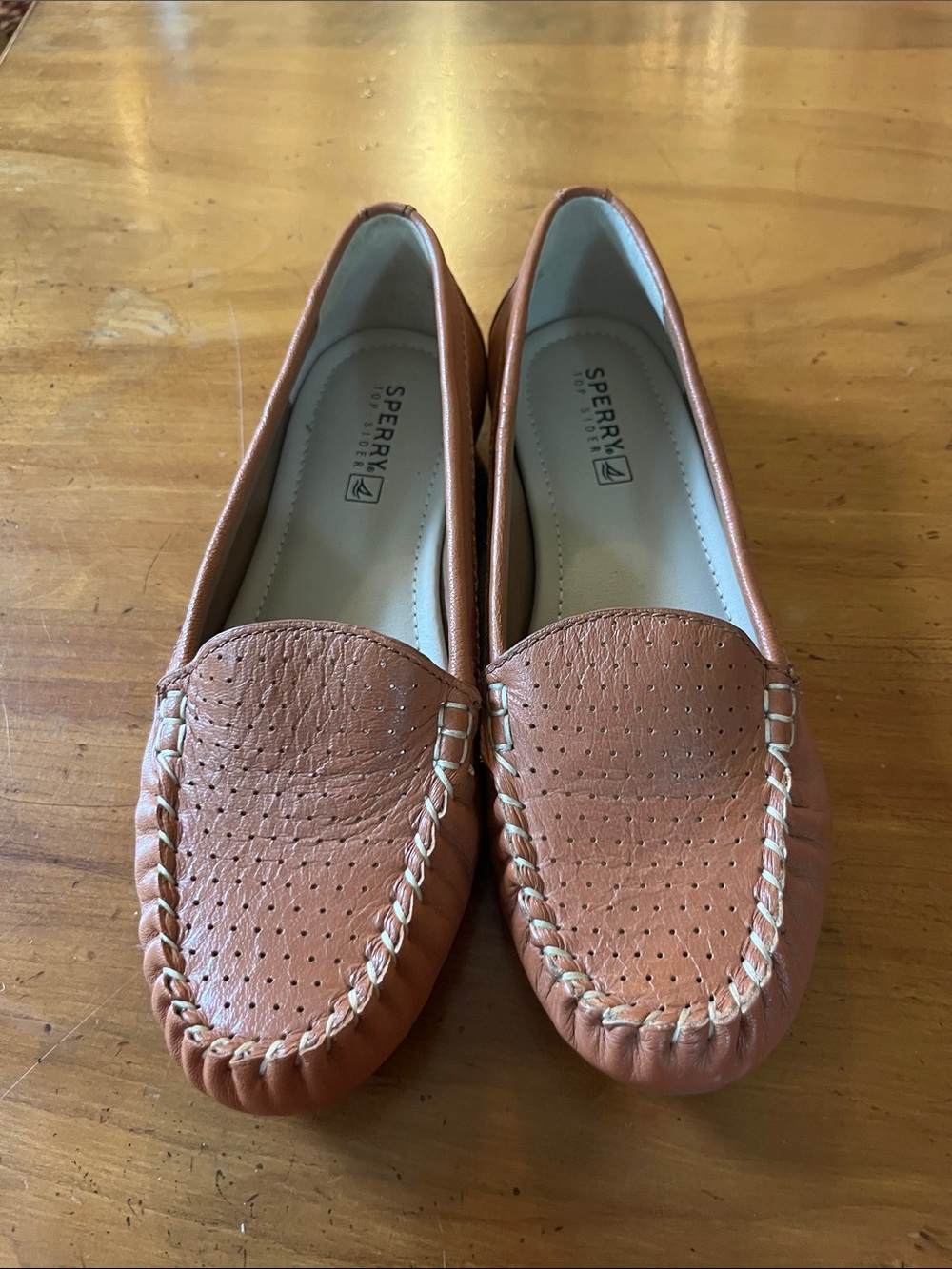 Sperry Women's Rust Brown Perforated Leather Moccasins